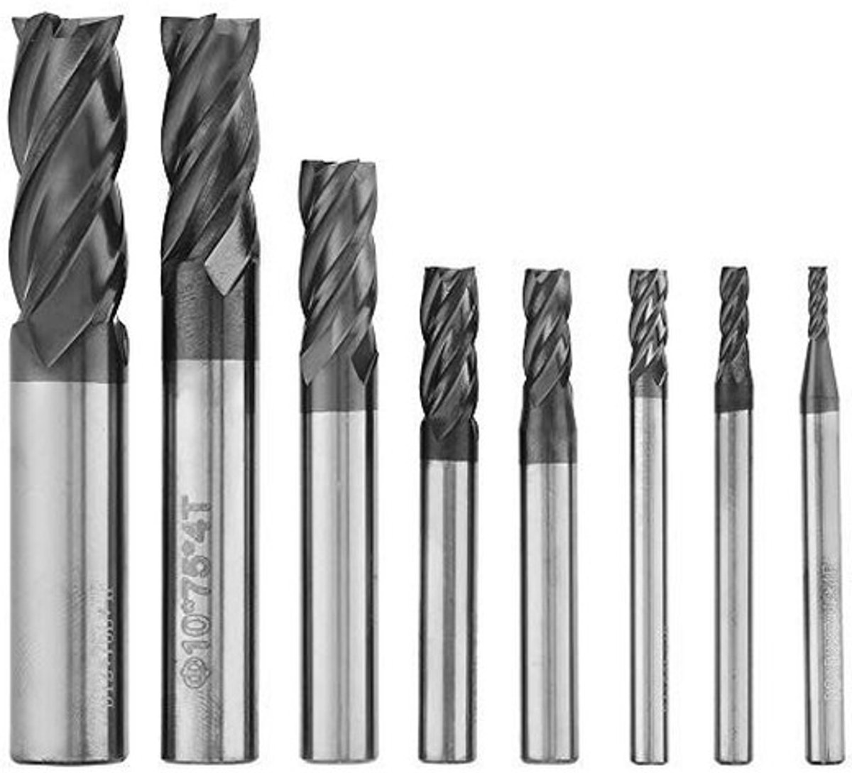 Dailygoods- Freesset 8 Stuks - Hardmetalen Frezen - 4 Fluiten - Wolfraamstaal - Voor Aluminium/Koper/Koolstofstaal - Lange Levensduur