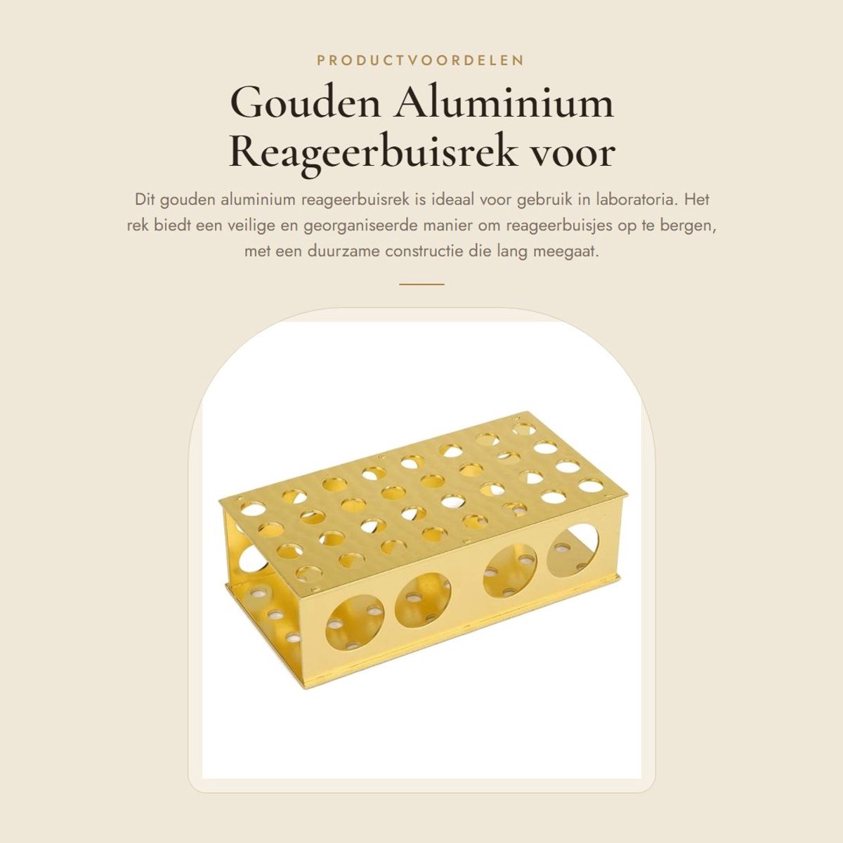 Dailygoods- Reageerbuisrek Aluminium - 32 Gaten - 8/12,3/18/30mm