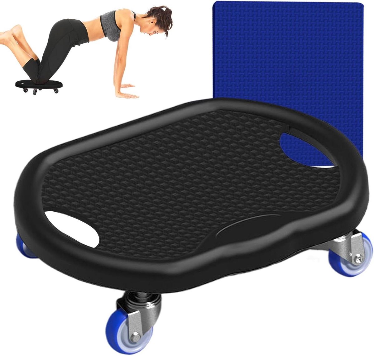 Buikspierwiel - Core trainer - Thuis trainen - Stil en stabiel - 32 cm breed - Zwart
