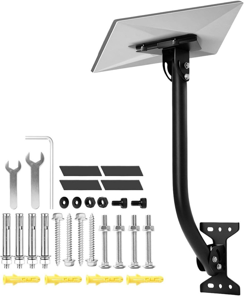Antenne Bevestiging - Steun Staaf - Signaal Ontvangst - Flexibele Hoek - 43 cm Lengte - Zilver