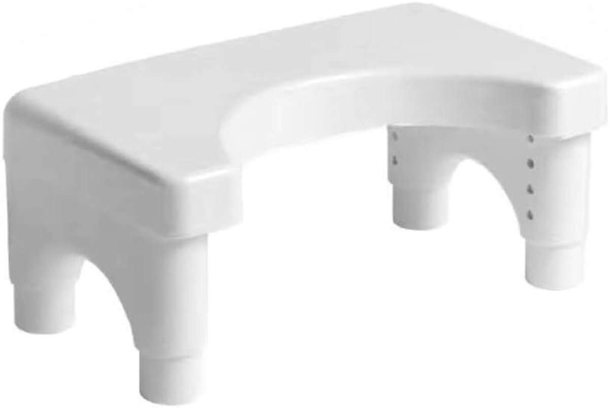 Verstelbare toiletkruk - Kruk voor toilet - Comfort stoelgang - Ergonomisch ontwerp - 15-21 cm hoogte - Wit