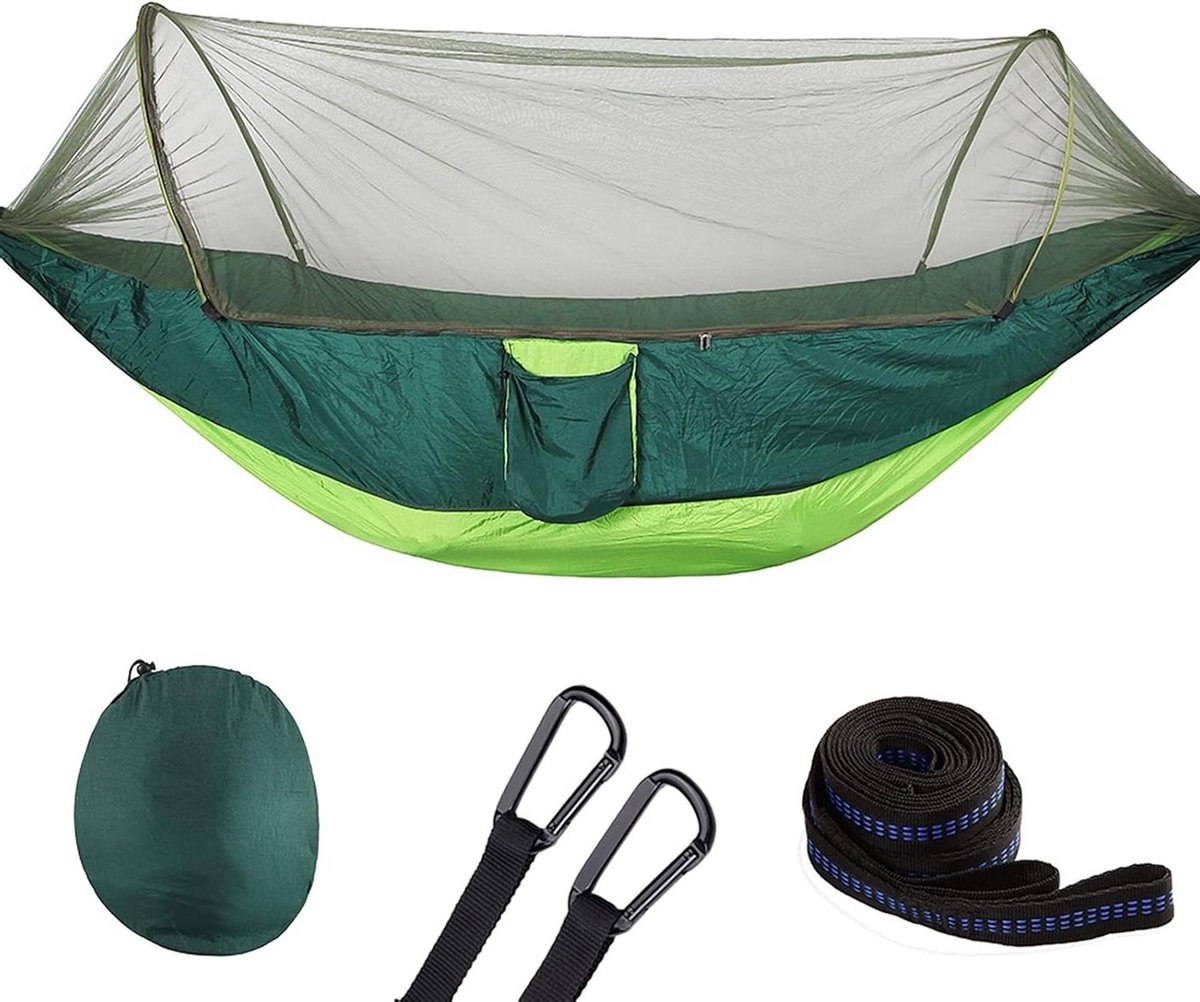 Camping Hangmat - Draagbaar Slaapbed - Ontspannen Buiten - Snel Opgezet - 250x120cm - Groen