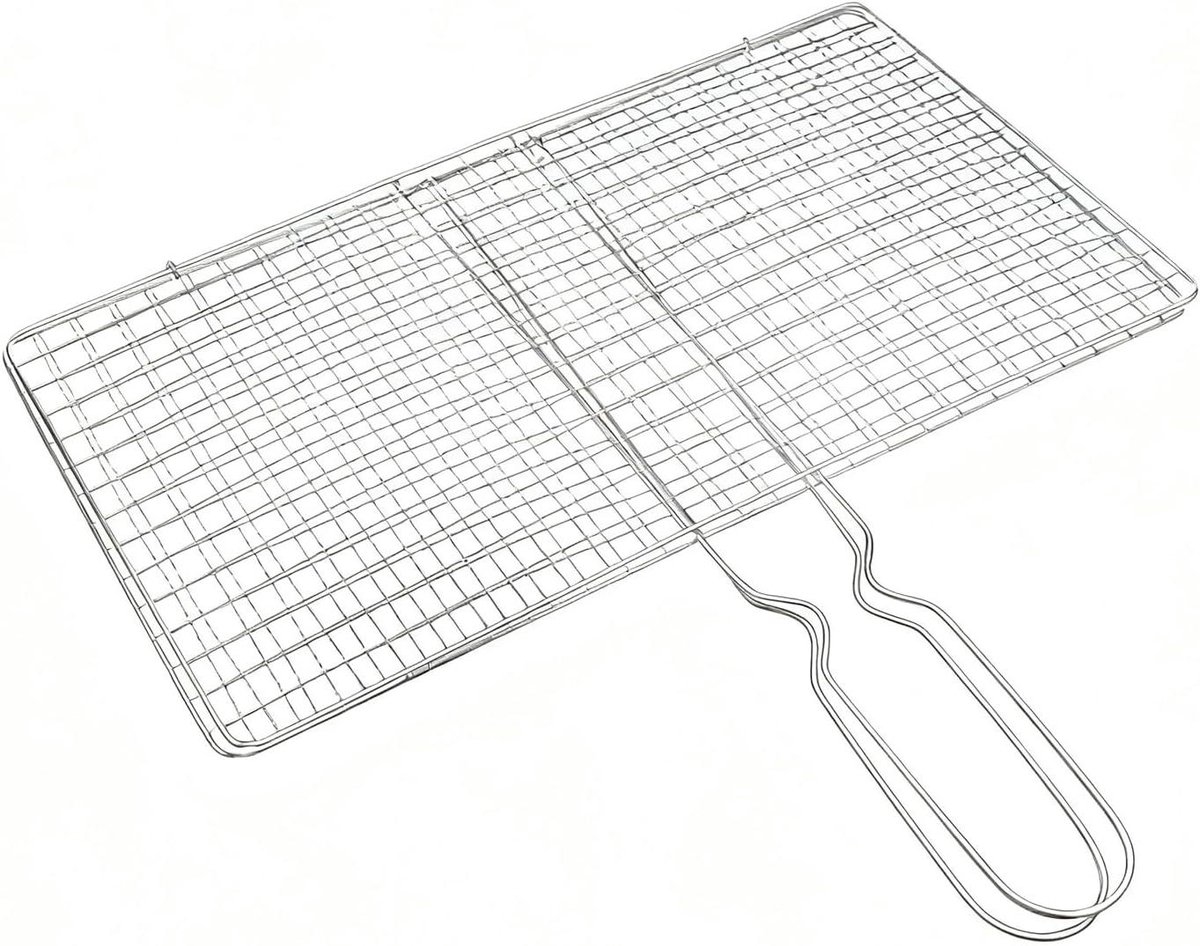 Grillmand - BBQ Mand Vis - Buiten Koken - Dubbelzijdig Gaas - 34 x 19 cm - Meerkleurig