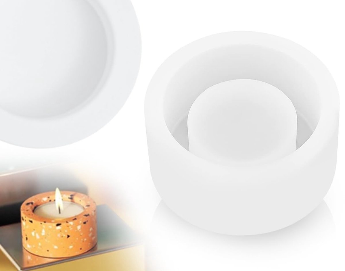 Dailygoods- Kandelaar Ronde Siliconen Vorm - Gietvorm voor Kaarsen - Epoxyhars Mal - Ambachtelijke Theelichthouder - 4 cm Dikke Kaars - Flexibel Materiaal