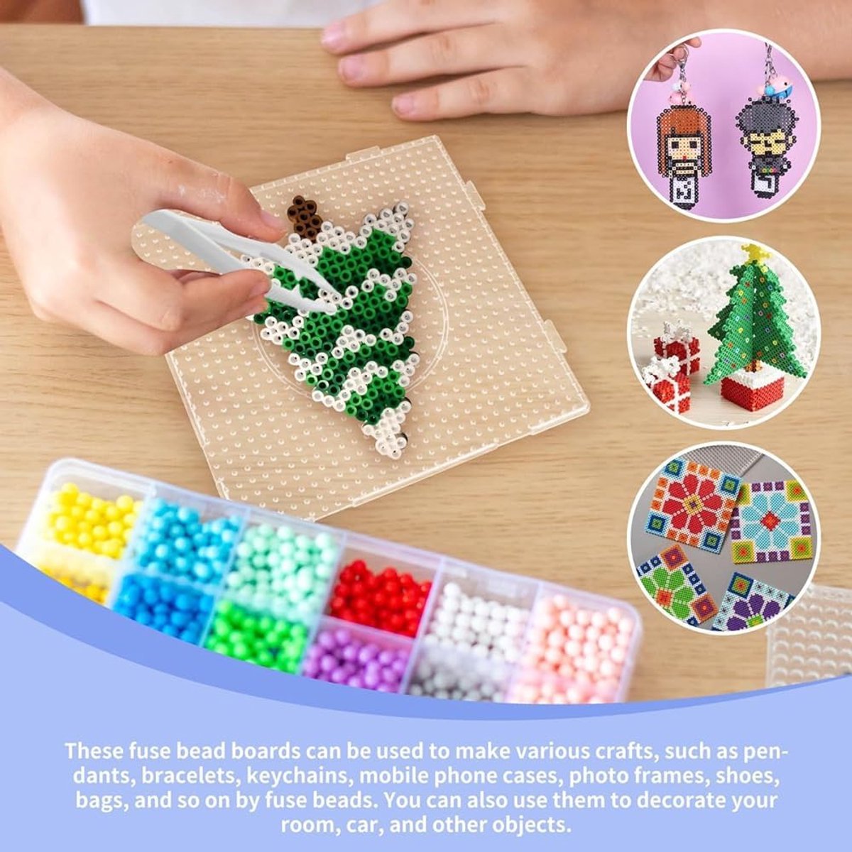Kralenplank Set - Hobby Plank - Creatief Knutselen - Verbindbaar Ontwerp - 9 Stuks 5 mm - Transparant — cadeau in Spellen & Speelgoed - foto 3
