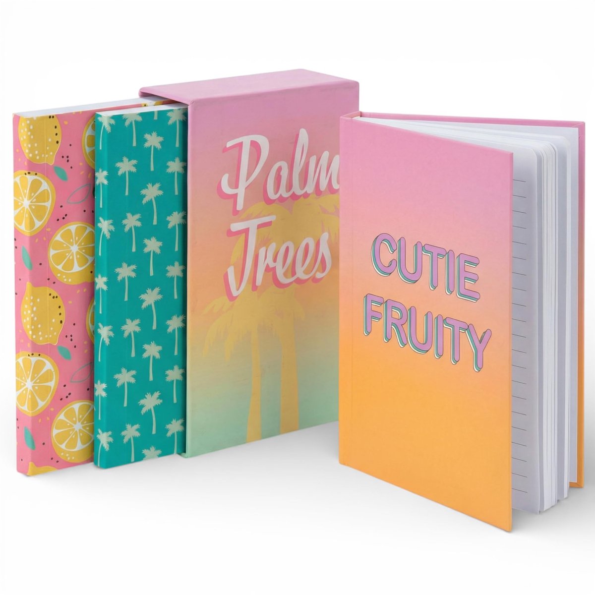 Dailygoods- Notitieboekjes Set van 3 - Gelinieerd - Hardcover - Zomerdesign - 14 x 9 cm - 50 pagina's per boek - Notitieboeken