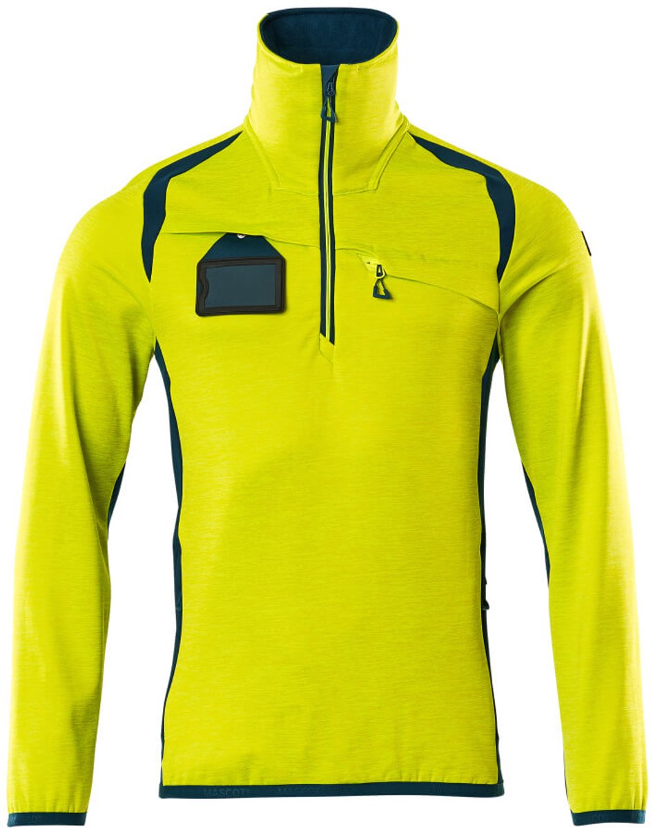 Mascot Accelerate Safe Fleecetrui met korte rits 19303-316 - hi-vis geel/donkerpetrol - 3XL