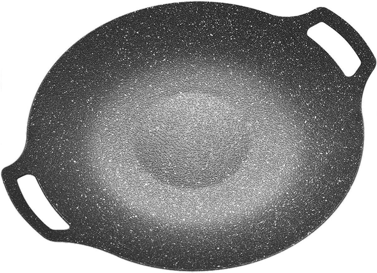Grill Pan - Bakplaat BBQ - Buiten Koken - Fysiek Niet-klevend - 30cm Diameter - Zwart