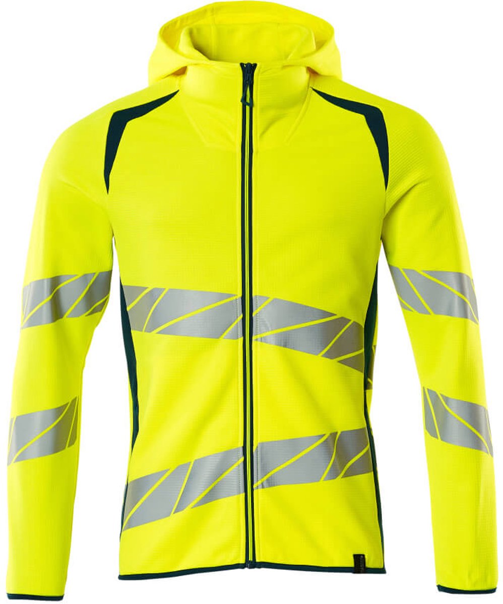 Mascot Accelerate Safe Capuchontrui met rits 19284-781 - hi-vis geel/donkerpetrol - XS