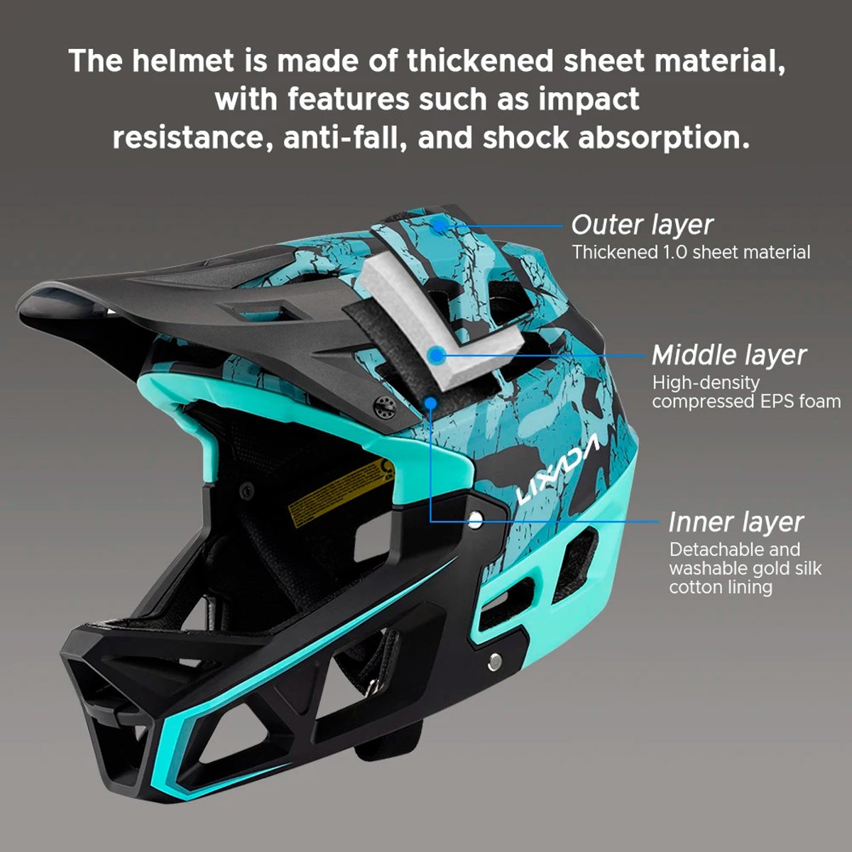 LUMÉ STORE Mountainbike Helm - MTB Helm - Fietshelm - Motorhelm - Scooterhelm - Afneembare Voering - Lichtgewicht - Maat M - Blauw – foto 4