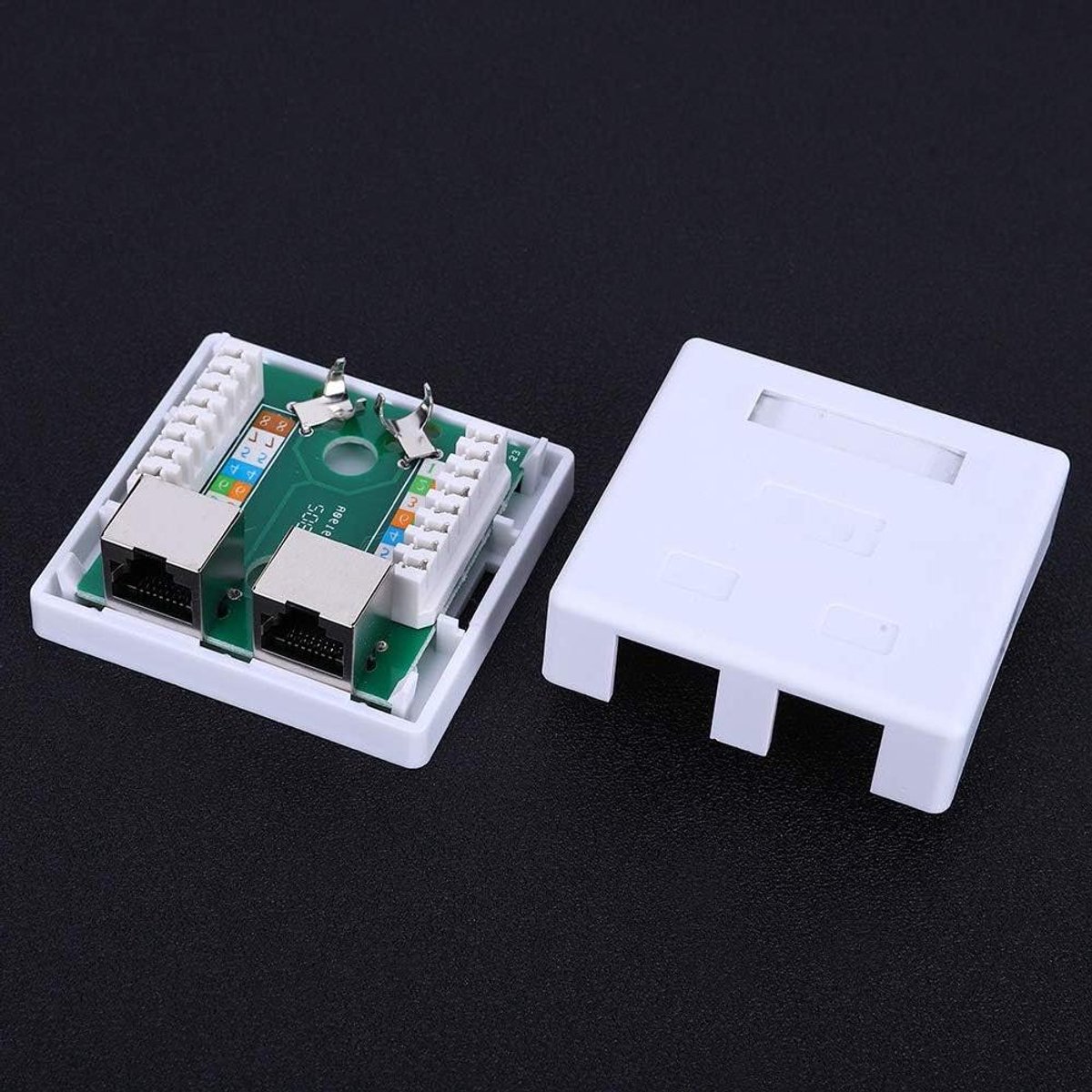 Netwerk Wandconnector - RJ45 Opbouwdoos - Thuis Kantoor - Compact Ontwerp - 2 Poorts - Wit