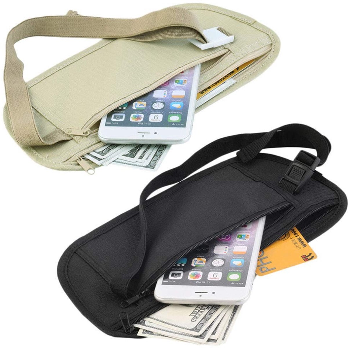 Dailygoods- Heuptas RFID-blokkerend - Heuptasje dames - Heuptas heren - Nektasje - Heuptas wandelen - Lichtgewicht nylon 26 x 13 cm - Geldriem