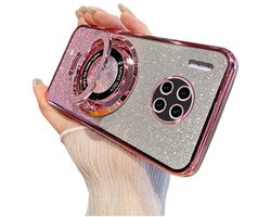 Dailygoods- Beschermhoesje Schokbestendig - Oppo Find X7 Ultra - Glinsterend TPU - Zachte Siliconen - Ringstandaard - Militaire Valbeveiliging - Telefoonhoes