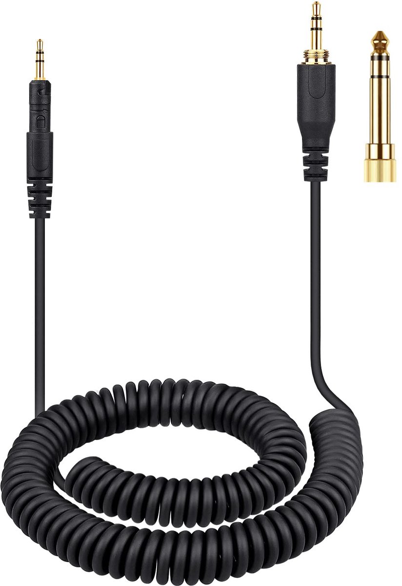 carmdering - Vervangingskabel Voor Audio-Technica Hoofdtelefoon - Spirale Audiokabel - Gecoilde Kabel - Uitbreidbaar Tot 4,5 Meter - Goudgeplateerde Connectoren - Zuiver Koper En Premium PVC - Twist-Lock Systeem - Ruisvrije Geluidskwaliteit - 1 Stuk