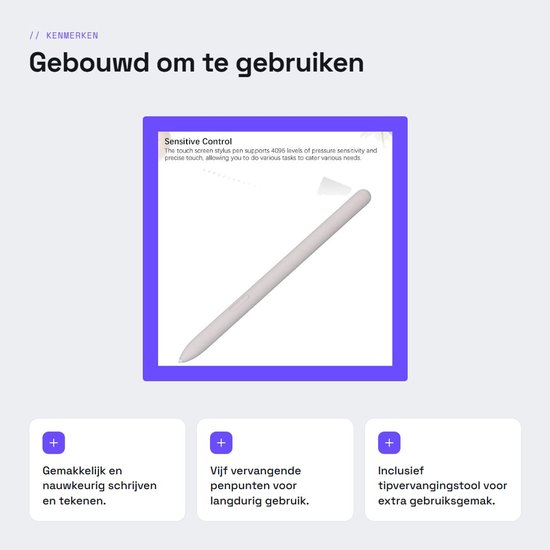 Dailygoody - Vervangende Styluspen - Aanraakscherm Stylus - 4096 Drukgevoeligheid - Draagbare Tablet-stylus - 5 Penpunten - Geschikt voor Tab S9 FE en — afbeelding 5