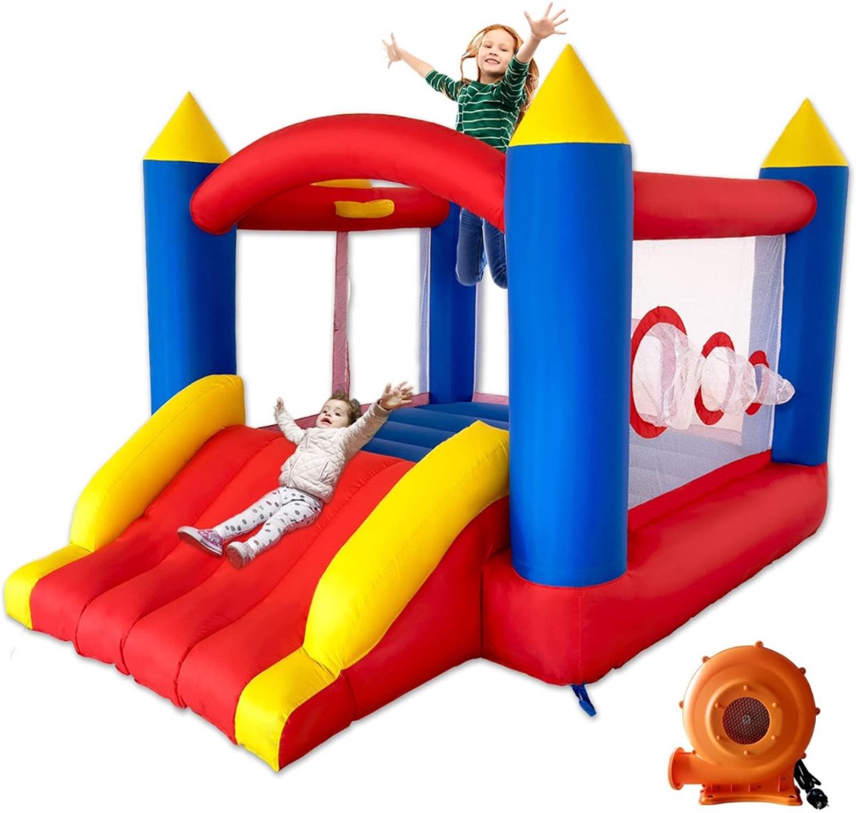 QUOVO® Springkasteel - Springkussen - Springkasteel Opblaasbaar - Veelkleurig - 315cm x 245cm x 194cm