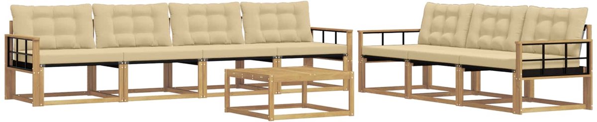 vidaXL Buiten - bank - set - 8 - st - 7-zits - Wit - en - Beige Wit en Beige