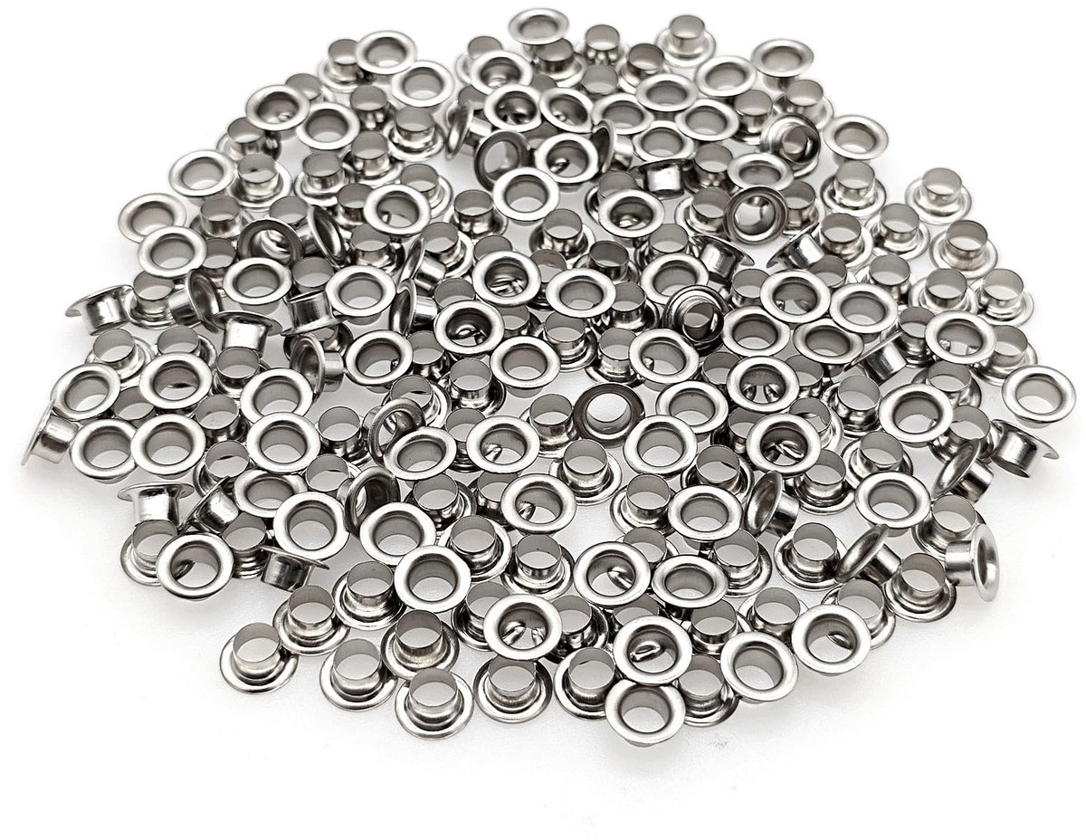 Dailygoods- Vervangingsoogjes 200 stuks - Zilveren Ogen - 5 mm Oogjes - Geschikt voor Gatentang - Maximaal 3 mm Stansdikte - Voor Papier/Karton/Leer - Oogringen