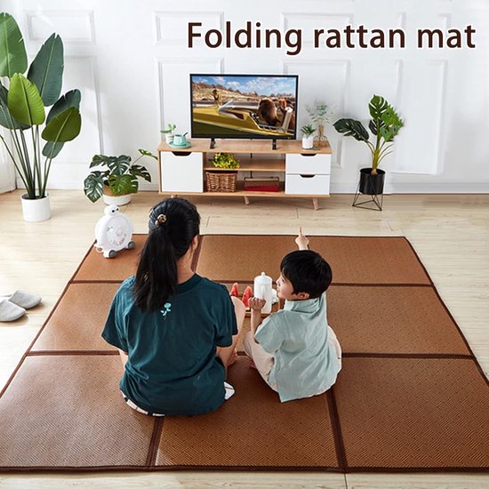 Japanse futon matras - Vloermat rotan - Zomerse koelte - Ademend en antislip - 120 x 240 cm - Natuurlijk — afbeelding 3