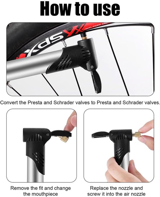 Draagbare Fietspomp - Mini Opblaasgereedschap - Fietsbanden Vullen - Compact Framebevestiging - 20 cm Lengte - Zwart — afbeelding 5