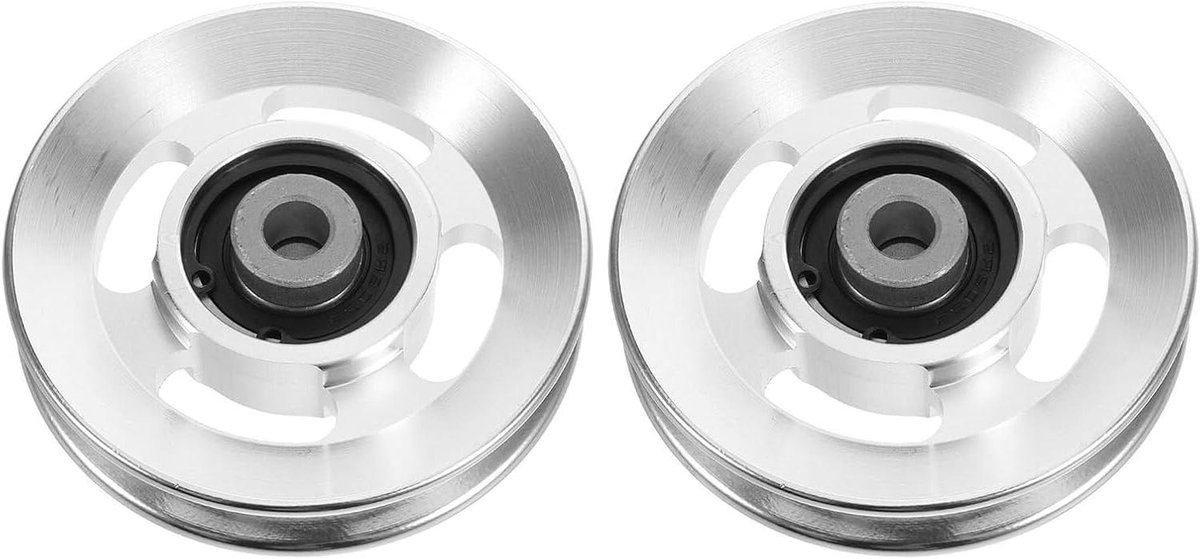 Katrolwiel Set - Glijdende Poelie - Fitness Training - Stille Lager Technologie - 9cm Diameter - Zilver