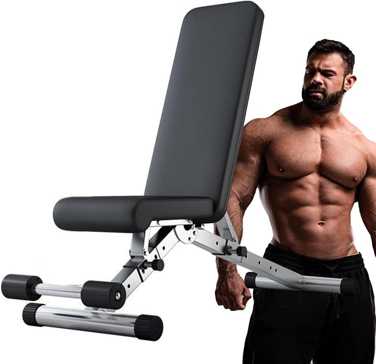 Opvouwbare Workout Bank - Verstelbare Gewicht Bank - Krachttraining Thuis - 880 LBS Capaciteit - Compact Opvouwbaar - Zwart