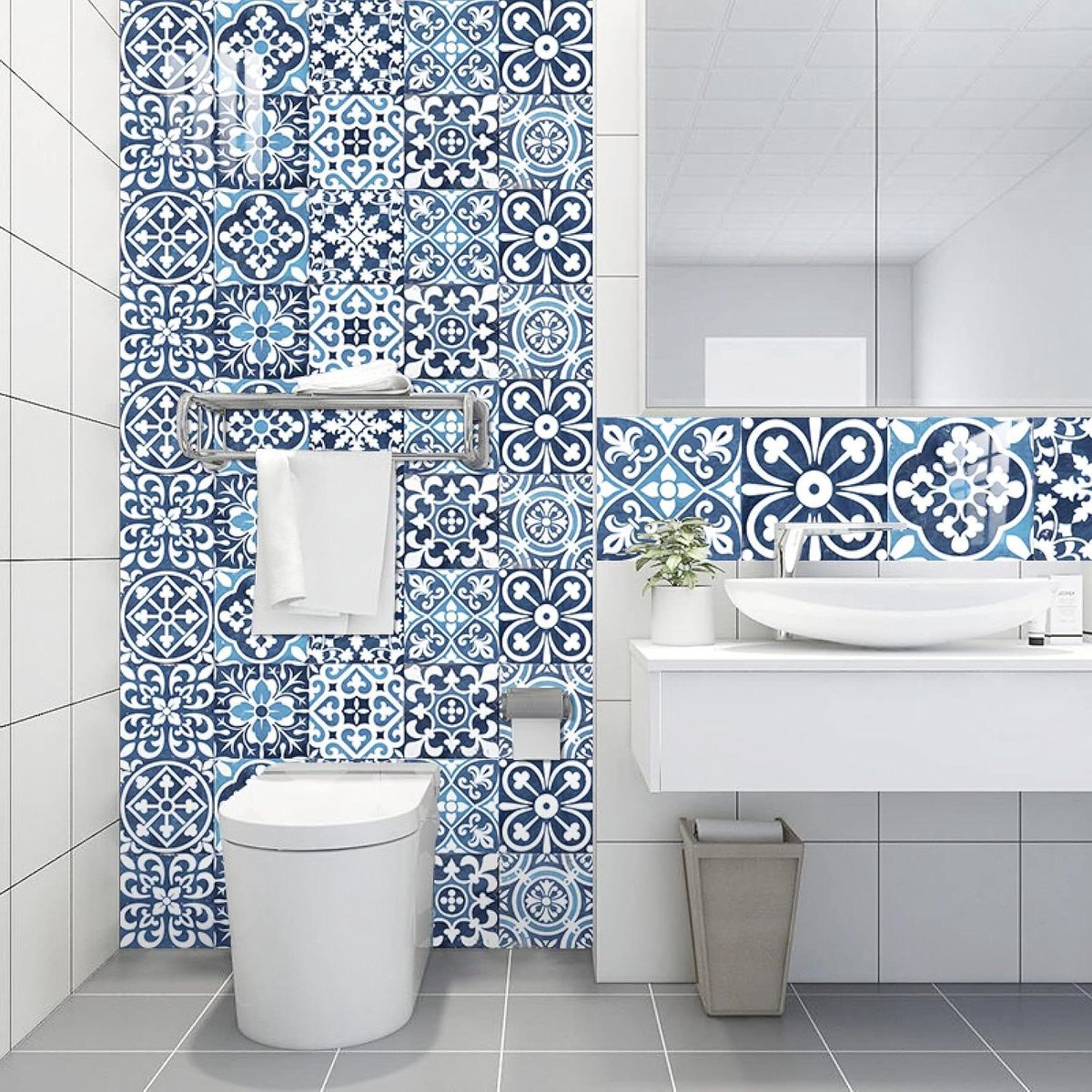 Mozaïektegels - Plakfolie tegels - Keuken en badkamer - Waterdicht en krasbestendig - 10 stuks 15x15cm - Blauw