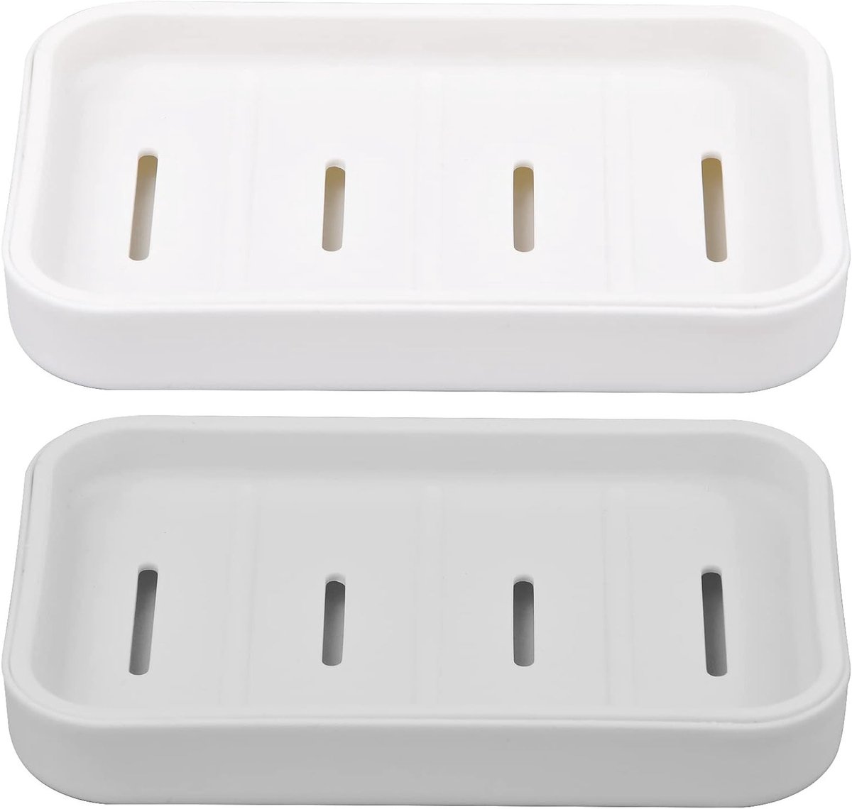 Set van 2 Waterdichte Zeepdozen, Stevige Zeephouders voor Keuken en Badkamer, Wit en Grijs, 8.5 x 13 x 2 cm