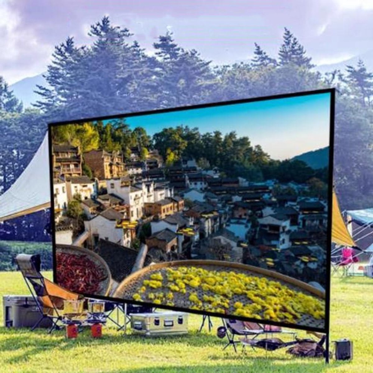 Projectorscherm Vouwbaar - Filmdoek Buiten - Thuisbioscoop Creëren - Kreukvrij Maken Strijkijzer - 200 inch 16:9 - Wit