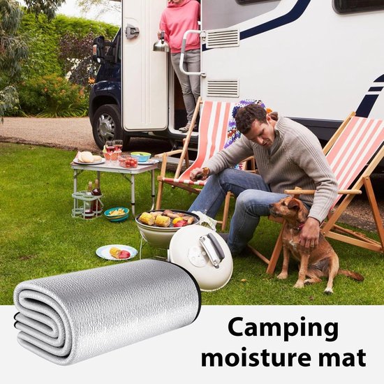 Camping vloermat - waterdicht campingtapijt - aluminiumfolie slaapmat - PVC aluminiumfolie pad - dubbelzijdig deken - isolerende foliedeken met opbergtas voor , wandelen van Camping — afbeelding 2
