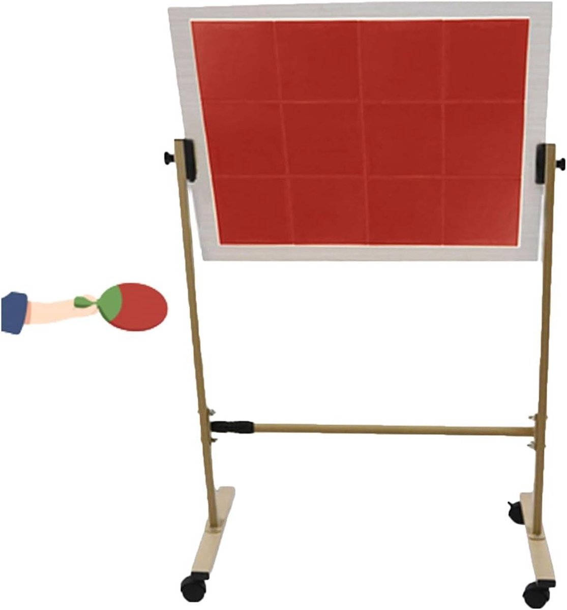 Tafeltennis Rebound Board - Ping Pong Trainer - Vaardigheden Verbeteren - Verstelbare Hoek - Met Wielen - Rood