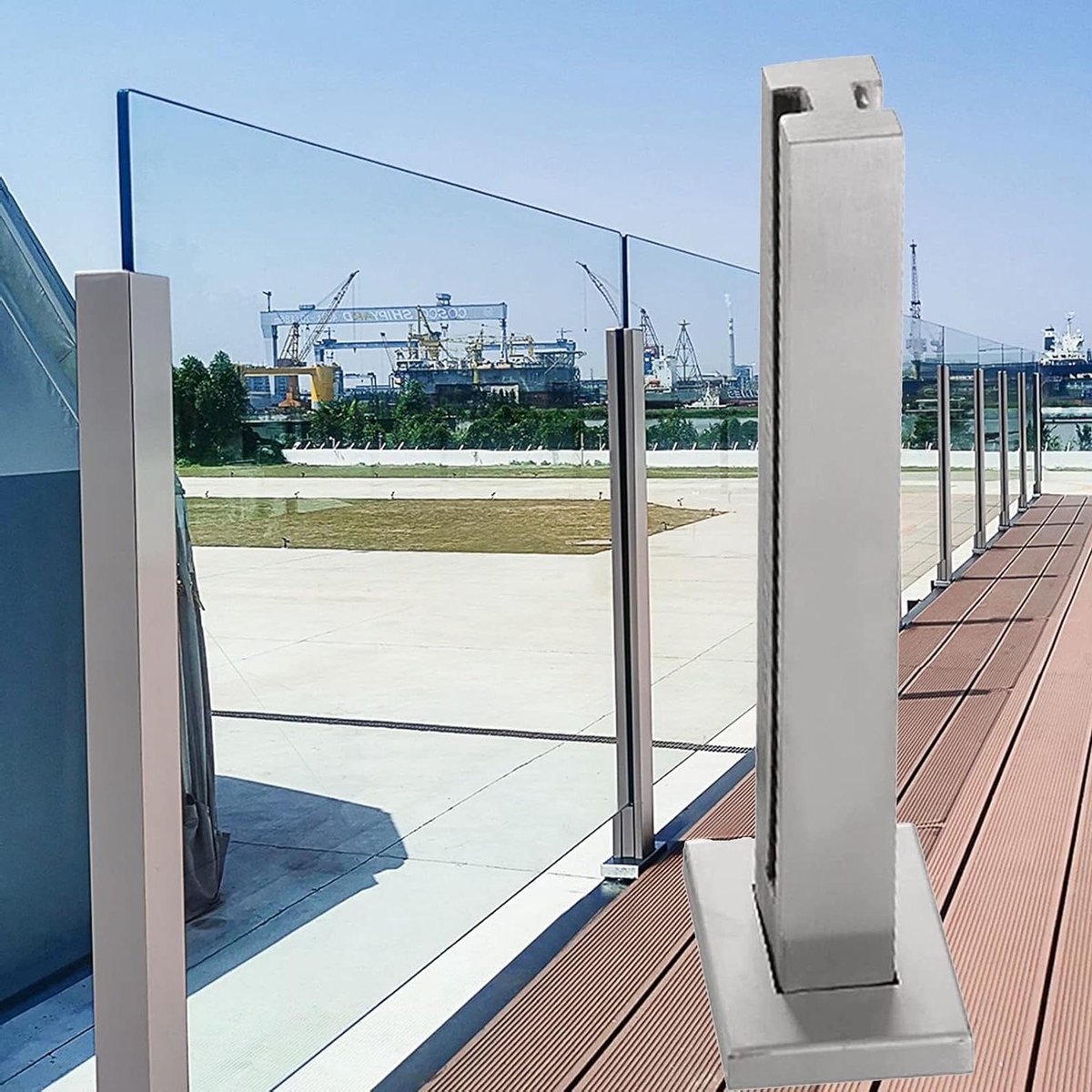 Veiligheidsgreep Balustrade - Glazen Leuning Palen - Buiten Ruimte - Roestvrij Staal - 115cm - Zilverkleurig