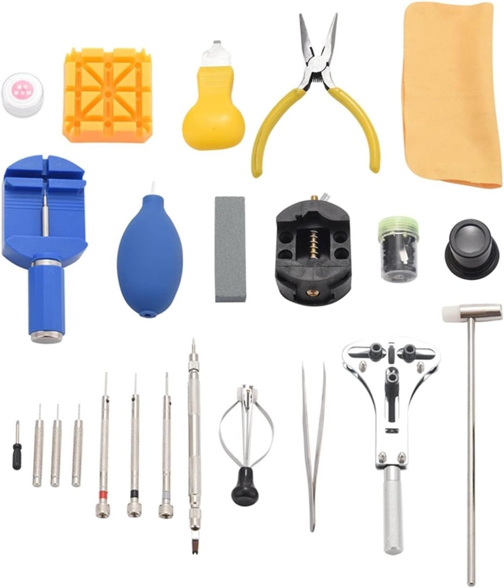 Horloge Reparatie Kit - Uurwerk Gereedschap - Zelf Horloge Maken - 39 Delige Set - 34cm Breed - Blauw Zwart