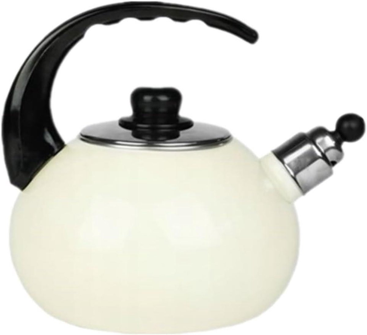 Fluitketel Theeketel - Waterkoker Emaille - Thee Zetten - Ingebouwd Fluitje - 2.5 Liter - Wit