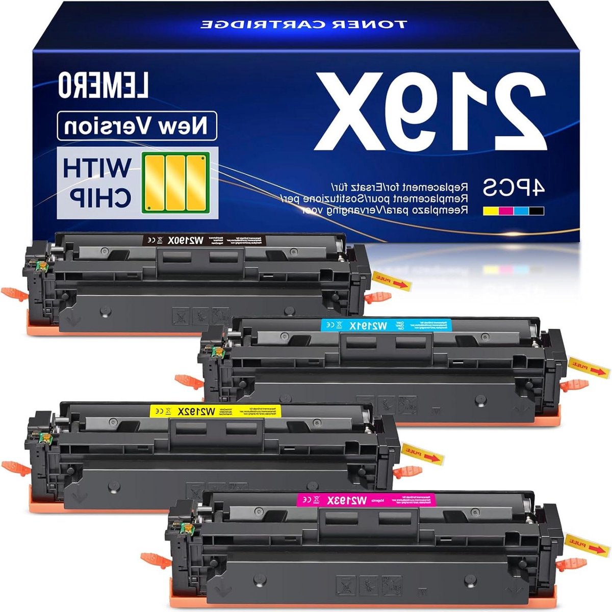 Tonercartridge Set - Kleur Toners - Documenten Printen - Met Nieuwe Chip - 4-Pack - Zwart Cyaan Magenta Geel