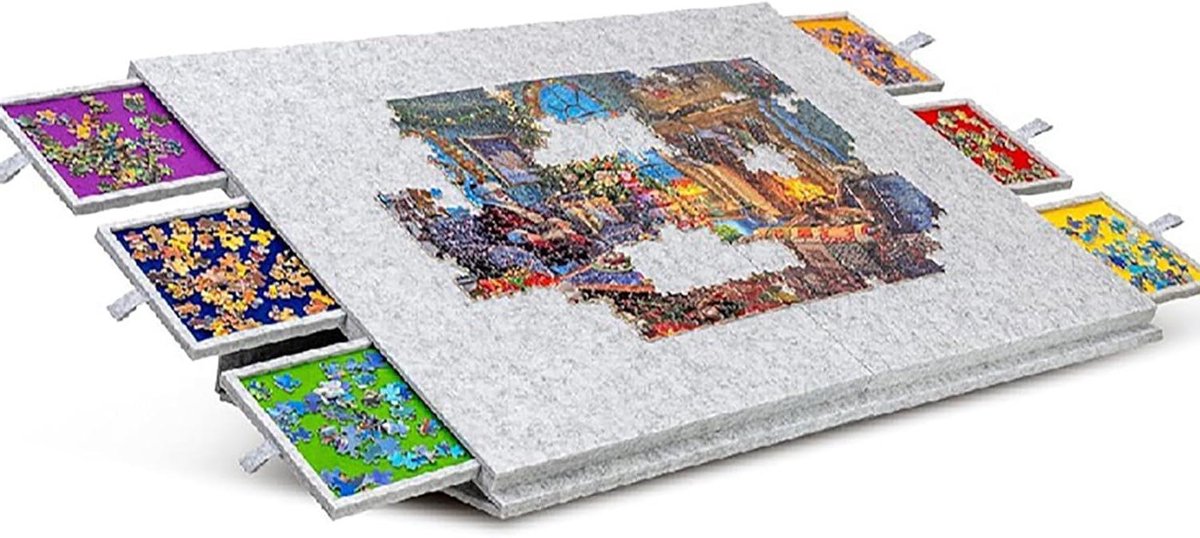 Puzzelbord met Lades - Opvouwbare Puzzeltafel - Ontspannen Puzzelen - Verstelbare Kantelhoeken - Tot 2000 Stukjes - Wit
