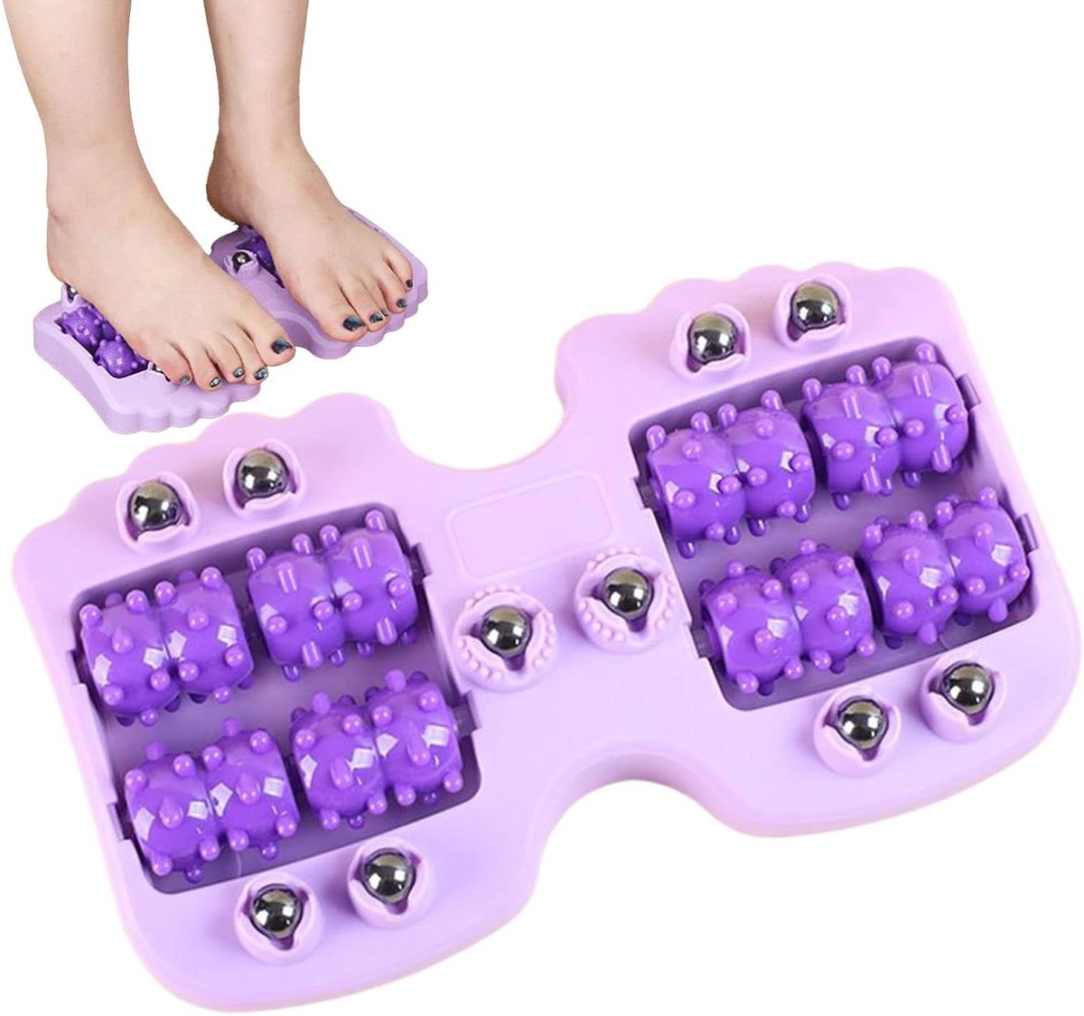 Voetrol - Massagerol voeten - Spierontspanning thuis - Dubbel rollensysteem - 27.5 cm - Grijs