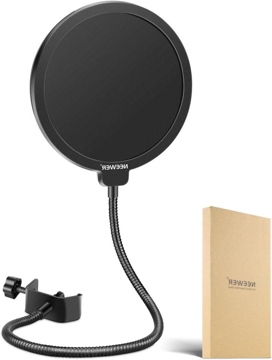 Popfilter voor Microfoon met Stand Clip - 6 Inch Rond Windscherm voor Studio-opnames en Geluidsisolatie