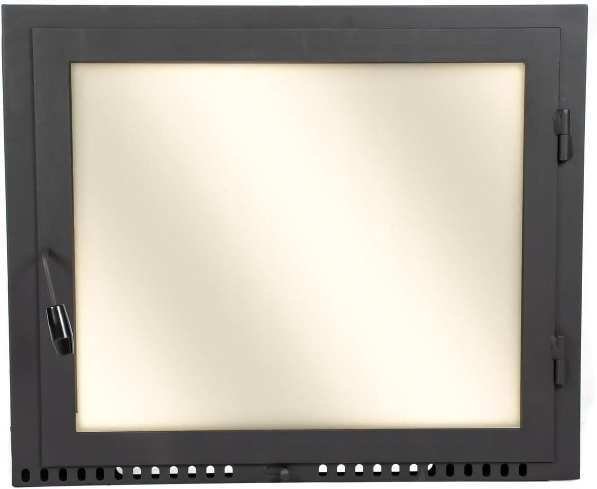Kamindeurtje - Ovendeur Haard - Oven Afsluiten - Hittebestendig Glas - 60x50 cm - Zwart