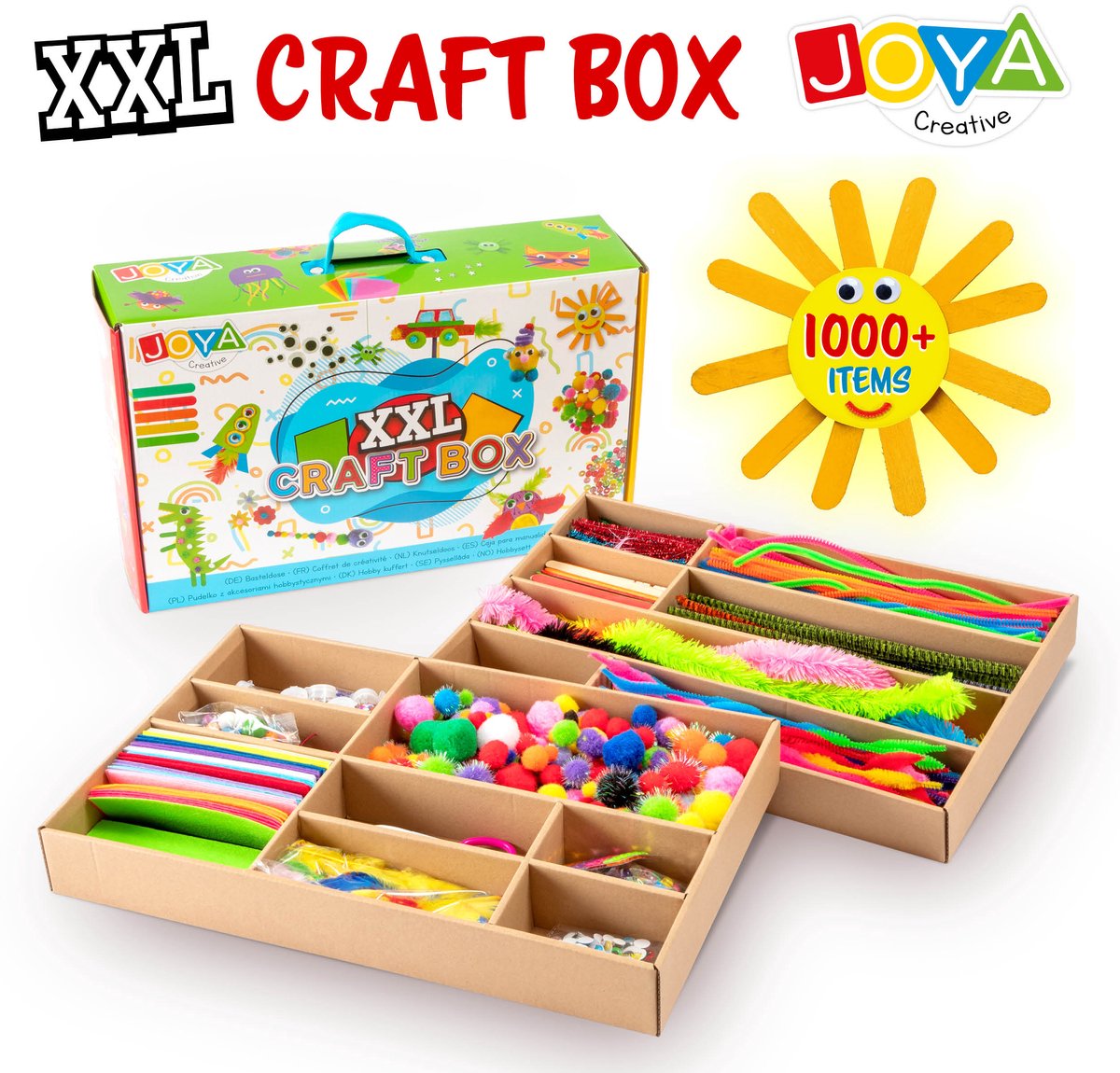 Knutselen voor Kinderen 1000pcs Knutselkoffer - Knutselen meisjes en jongens - Geschikt voor kinderen vanaf 4 jaar - In handige opbergkoffer - Joya Creative — afbeelding 3