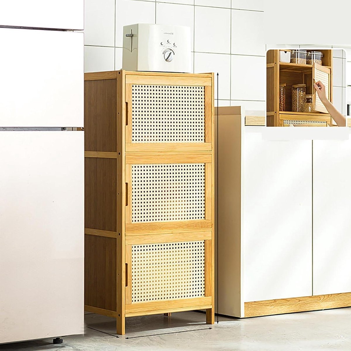Keukenopbergkast - Dressoirrek Voorraadkast - Keuken Organiseren - Stofdicht Ontwerp - 43*32*97cm - Mesh