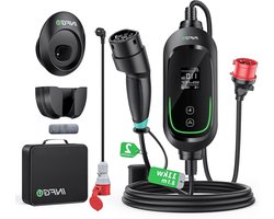 Mobiele Wallbox Oplader - EV Lader Laadkabel - Elektrisch Rijden - Instelbaar Laadvermogen - 81m - Zwart