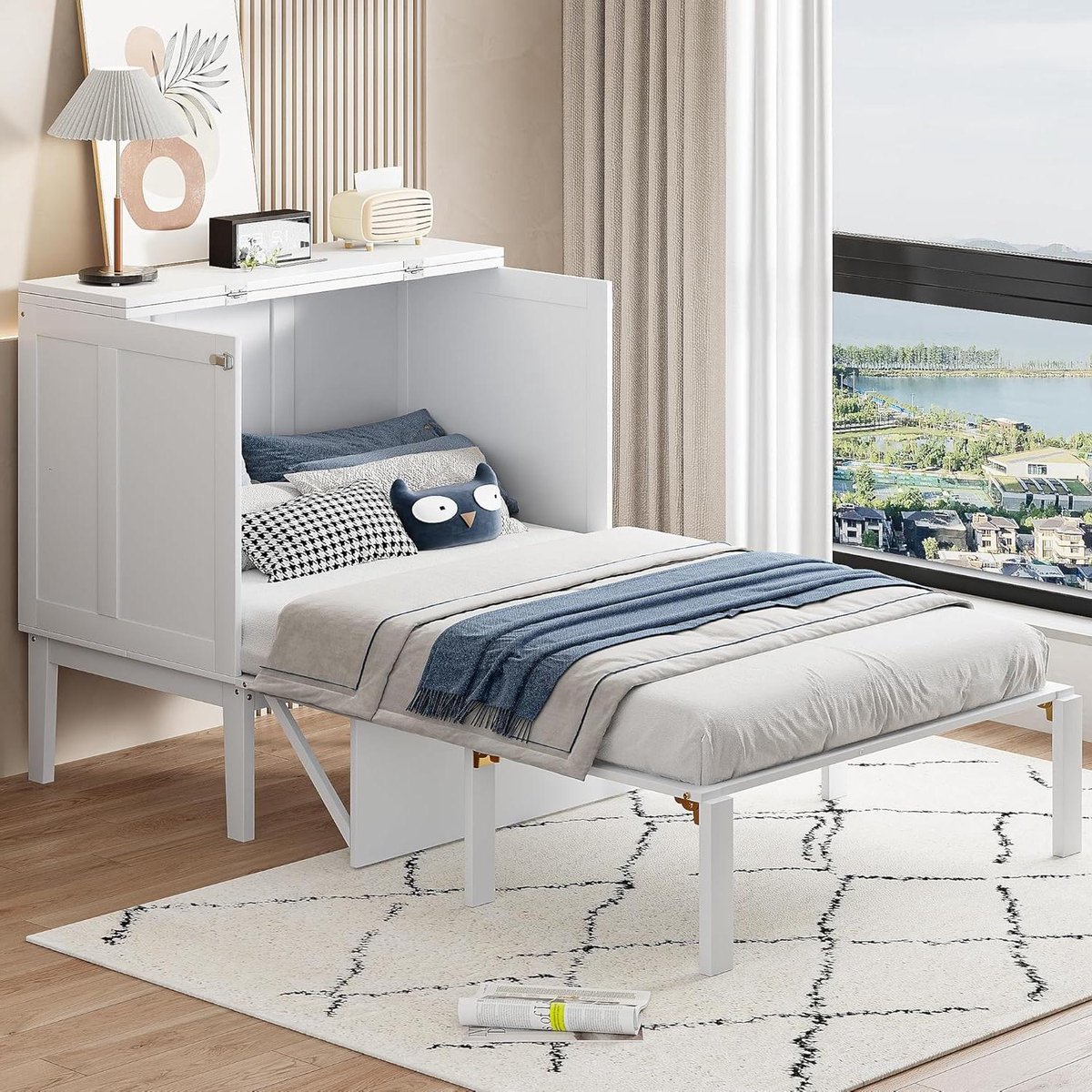 Kastbed - Wandbed Opklapbed - Ruimte Besparen - Verticaal Opklapbaar - 90 x 200 cm - Wit