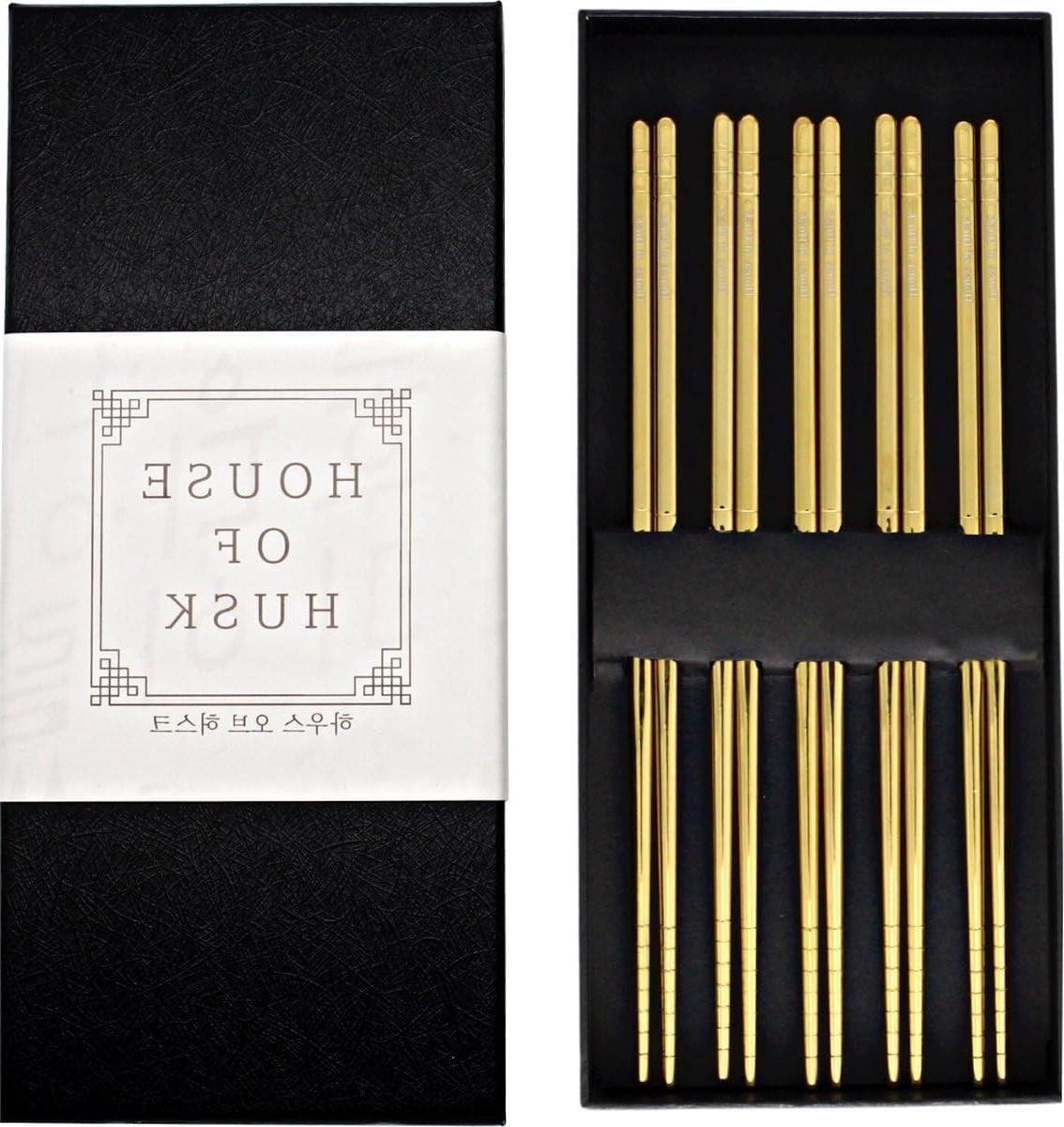 Chopsticks Set - Eetstokjes Koreaans - Aziatisch Dineren - Vaatwasmachinebestendig - 22.5 cm - Goud