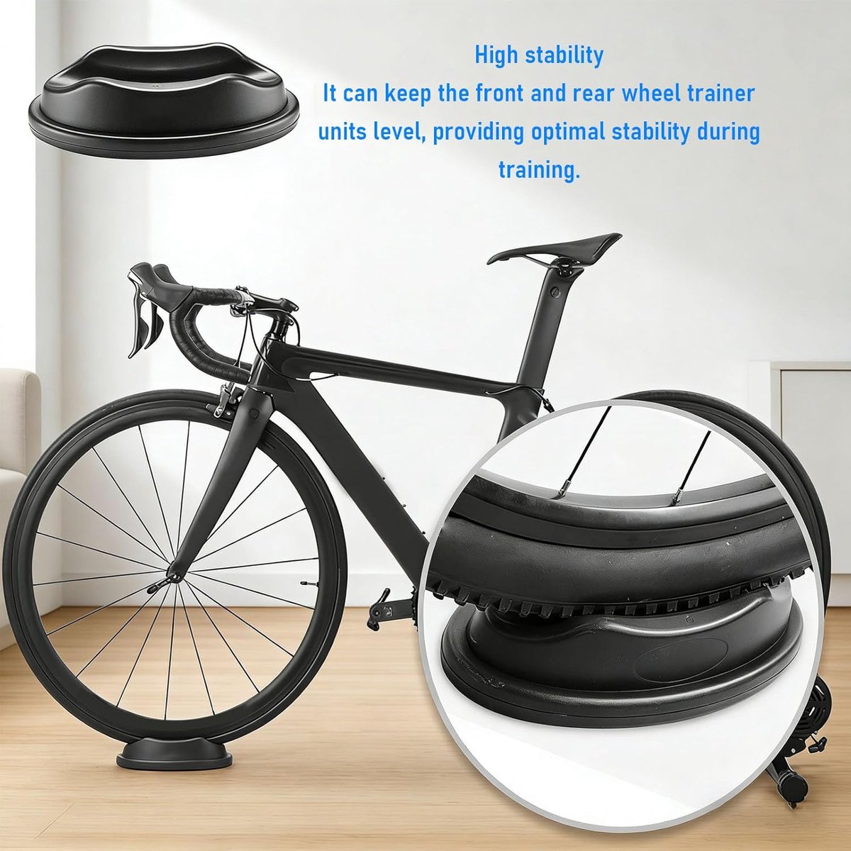 Voorwielblok Fietstrainer - Fietsstabilisator Blok - Indoor Fietsen - Gladde Afgeronde Randen - 1.4 inch Hefhoogte - Grijs