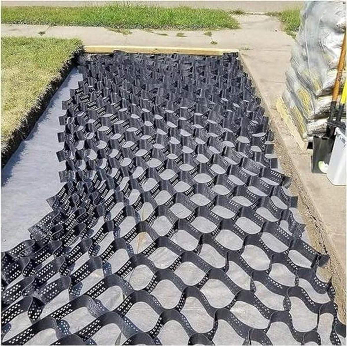 Grind Stabilisator Grid - Grindmat Bodemplaat - Oprit Stabiliseren - Met Drain Gaten - 40x40x5 cm - Zwart