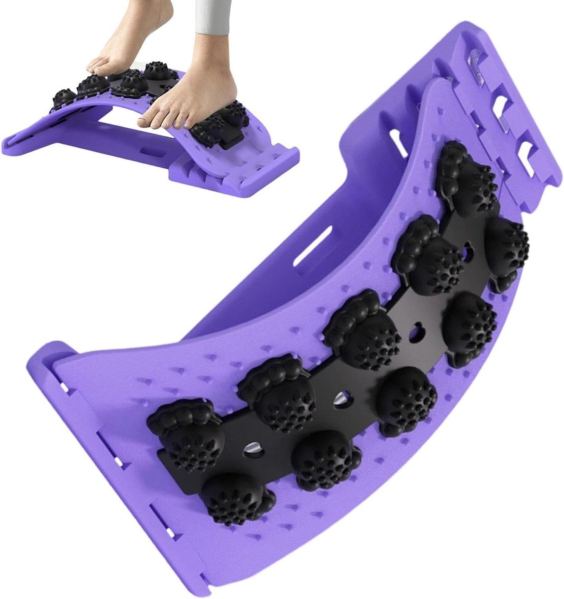 Rugstrekker Lumbaal - Lendensteun Massageapparaat - Rugpijn Verlichten - 4-traps Verstelbaar - 37.4 x 26.6 x 6.3 cm - Wit