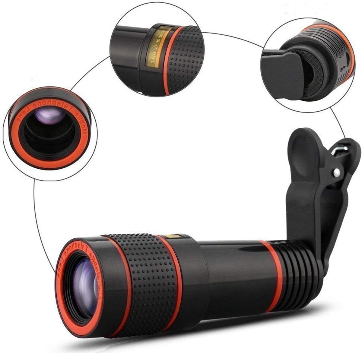 Telelens Camera Lens - Zoom Lens Smartphone - Fotografie Verbeteren - Verstelbare Focus - 8X 12X 14X - Zwart