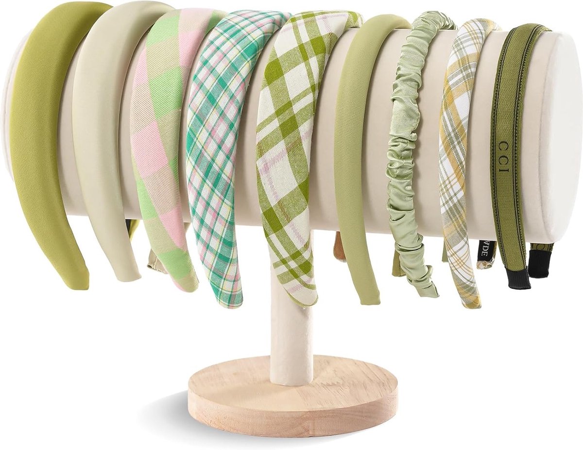 Haarbandhouder en Organizer voor Haaraccessoires, Elastische Haarbanden en Sieraden in Beige