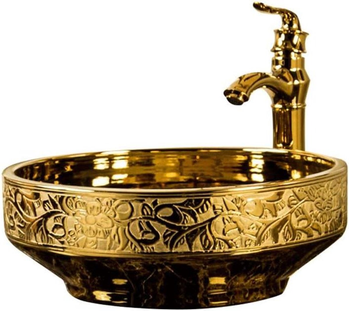 Wastafel Goud Keramiek - Badkamer Kom Spoelbak - Badkamer Opknappen - Galvaniseer Oppervlak Nano Glazuur - 42x42x15 cm - Goud